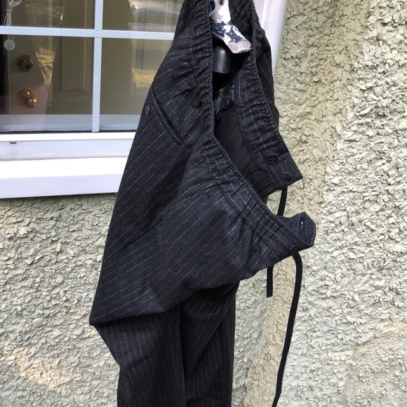 Fully lined grey wool pinstripe joggers - Picture 1 of 6